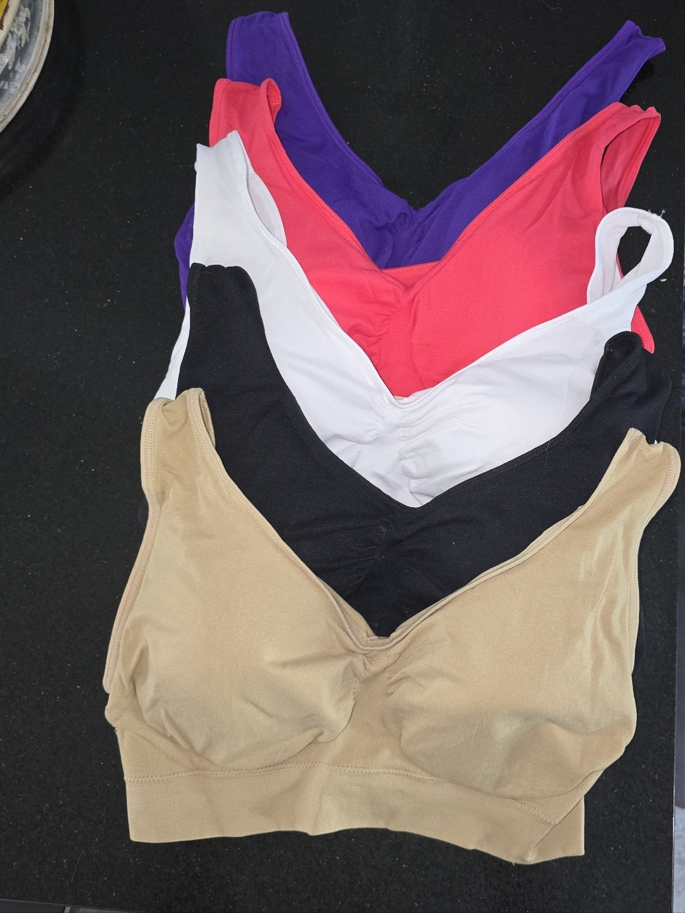 Everyday Seamless V-Neck Bralette - Purple, Pink, White, Black, Tan